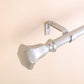42-126inch Adjustable Curtain Rod Set, Silver, Teardrop Finials#whtbkgd
