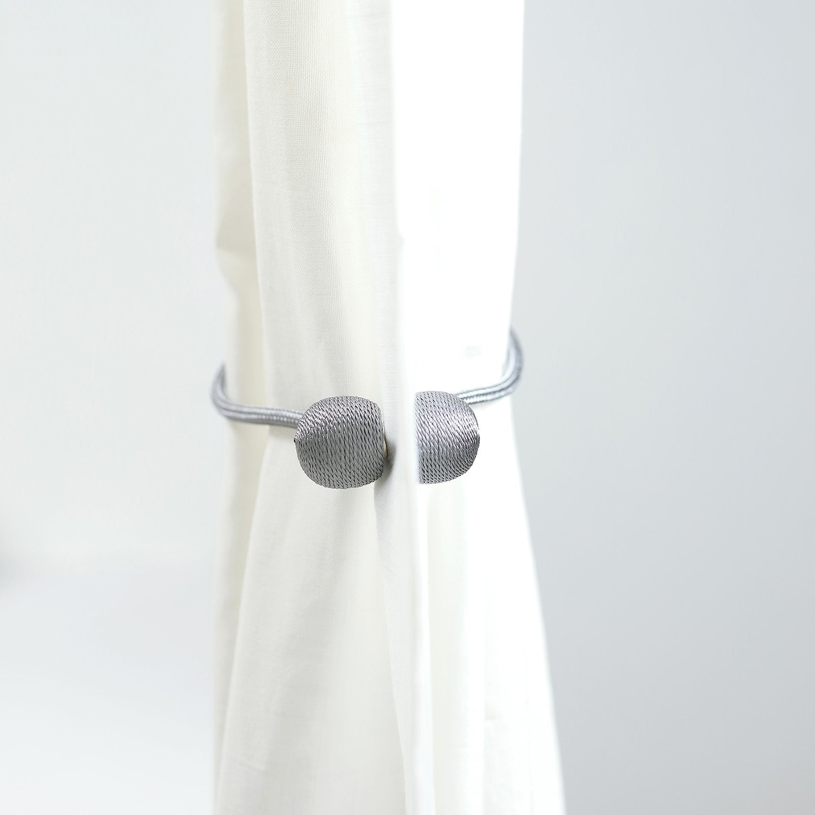 2 Pack of Silver Curtain Tie Backs with Magnetic Clasp