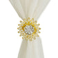 4 Inch Gold Magnetic Crystal Flower Curtain Tie Backs Pack of 2 
