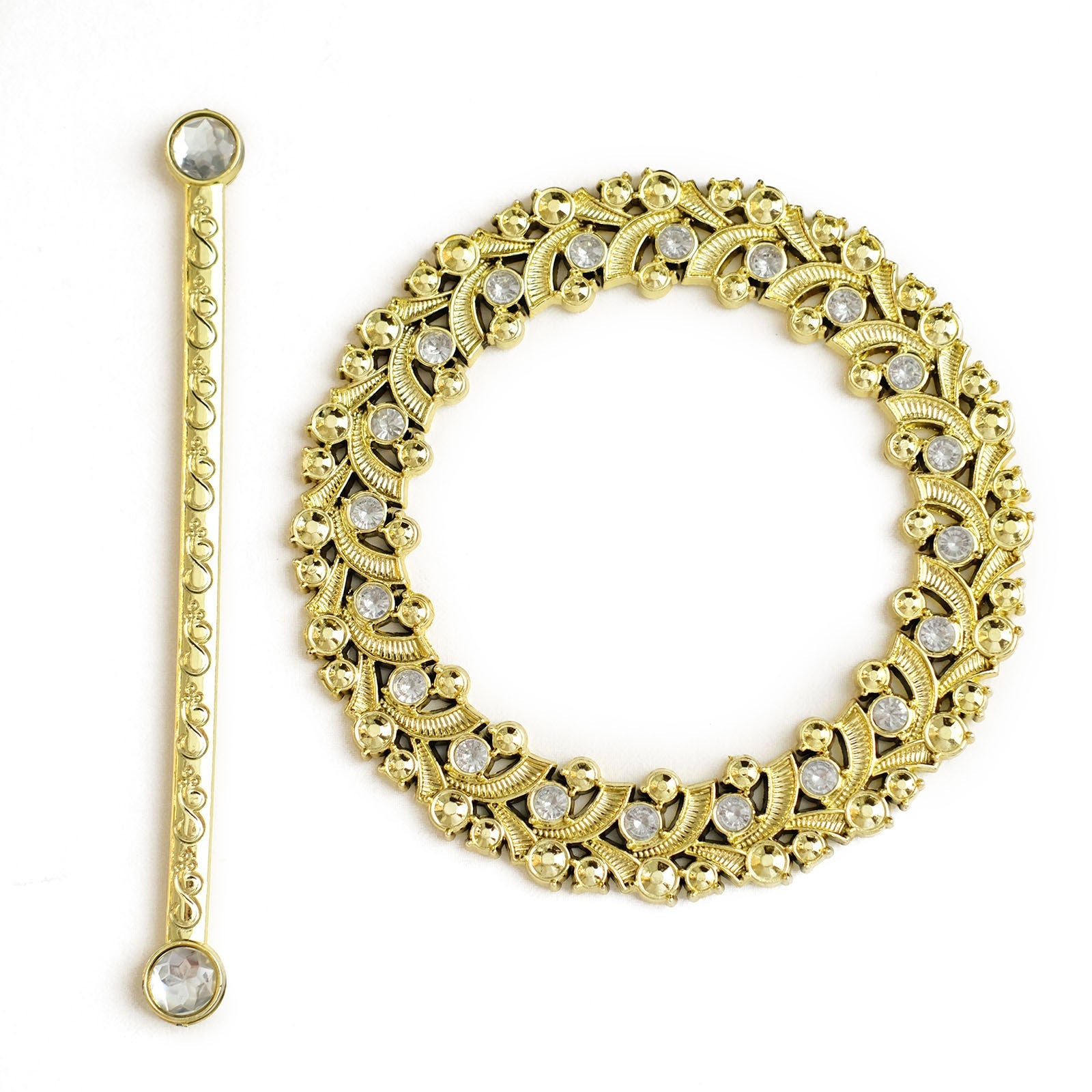 2 Pack of Gold Round Barrette Style Acrylic Crystal Curtain Tie Backs 7 Inch#whtbkgd