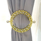 2 Pack | 7" Gold Barrette Style Acrylic Crystal Curtain Tie Backs, Round Backdrop Drapery Brooch Holdbacks