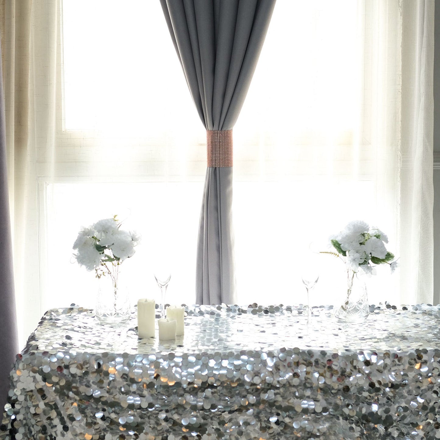 4 Pack of Blush & Rose Gold Large Rhinestone Velcro Chair Sash Clips 5 Inch x 10 Inch