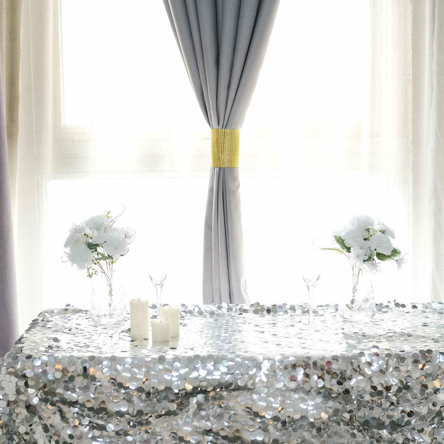 4 Pack of Gold Large Rhinestone Velcro Chair Sash Clips 5 Inch x 10 Inch