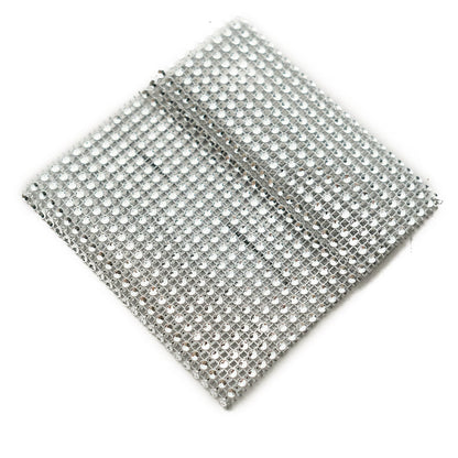5 Inch x 10 Inch Silver Rhinestone Velcro Large Chair Sash Clips 4 Pack#whtbkgd