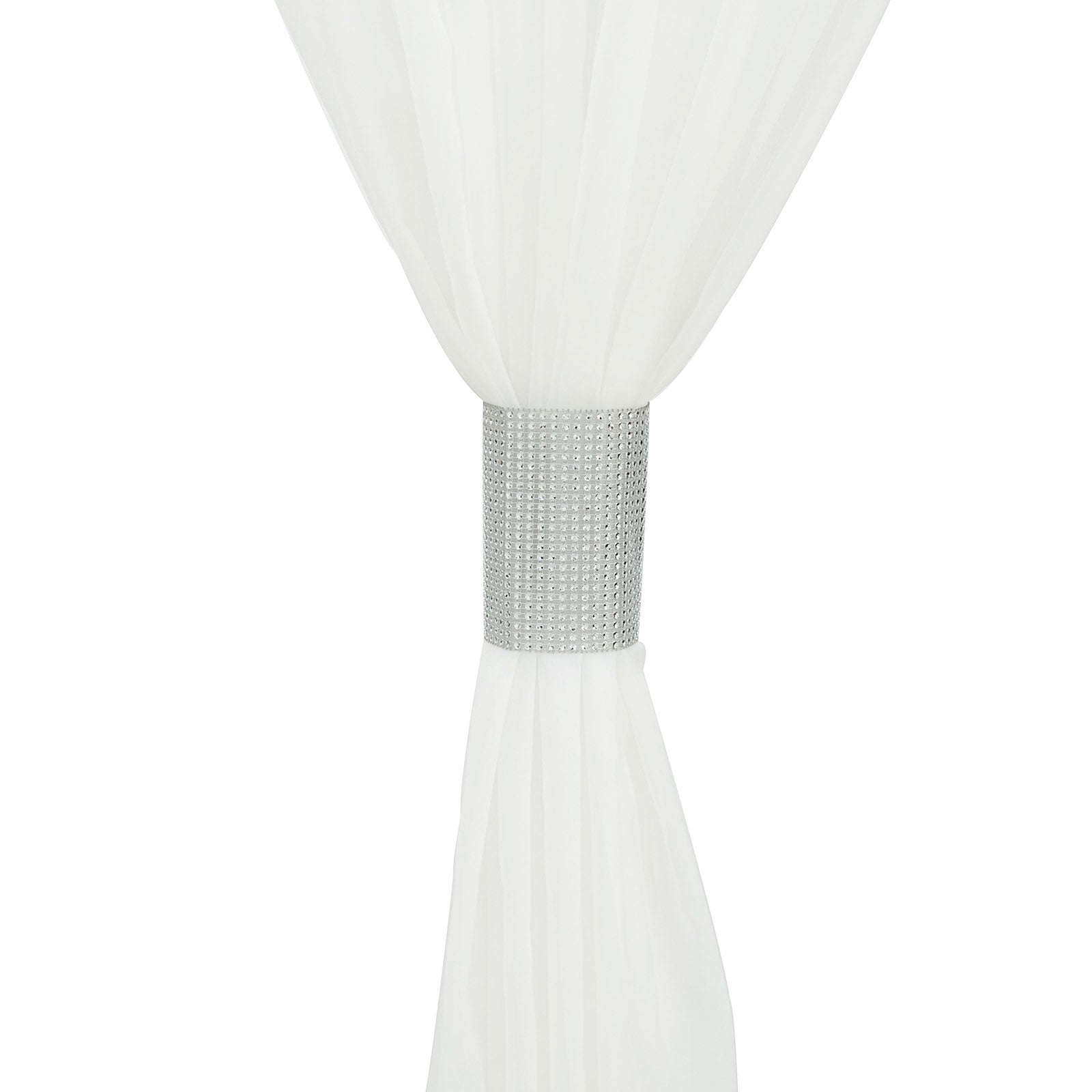 4 Pack of Silver Large Rhinestone Velcro Chair Sash Clips 5 Inch x 10 Inch