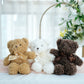 Set of 3 soft teddy bears in dark brown, ivory, and natural colors.