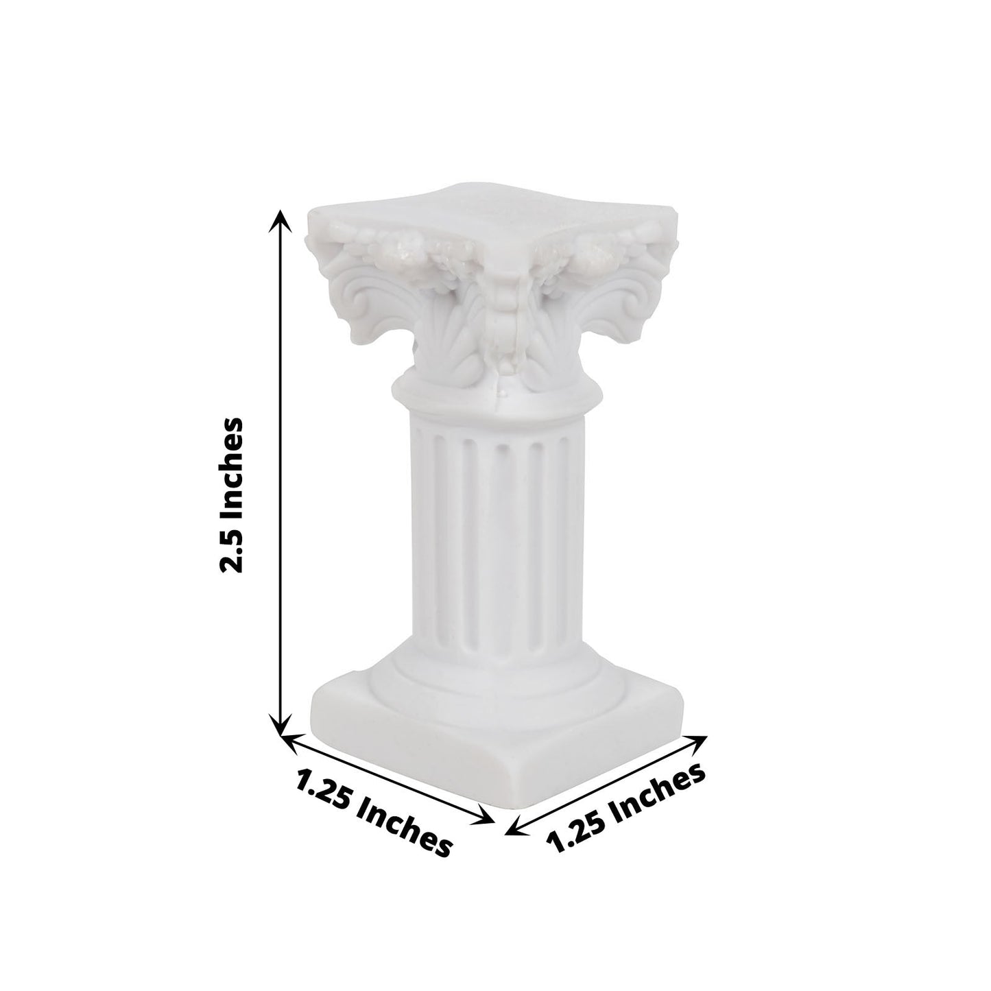 White Roman column pillar candle holder, 2.5 inches tall.