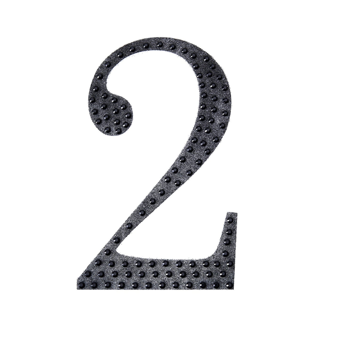 Black decorative rhinestone number two sticker for DIY crafts.