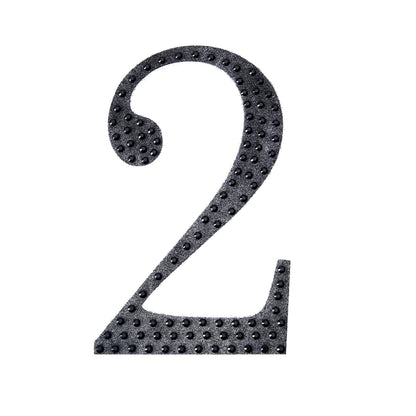 Black decorative rhinestone number two sticker for DIY crafts.