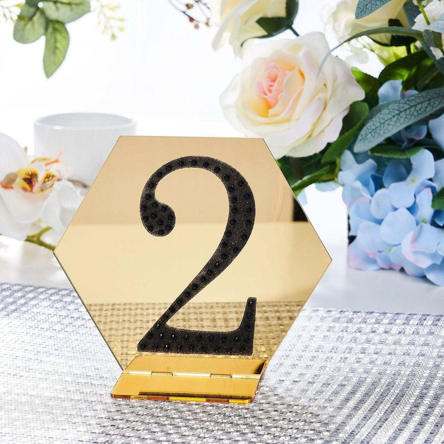 Black decorative rhinestone number 2 sticker for DIY crafts.