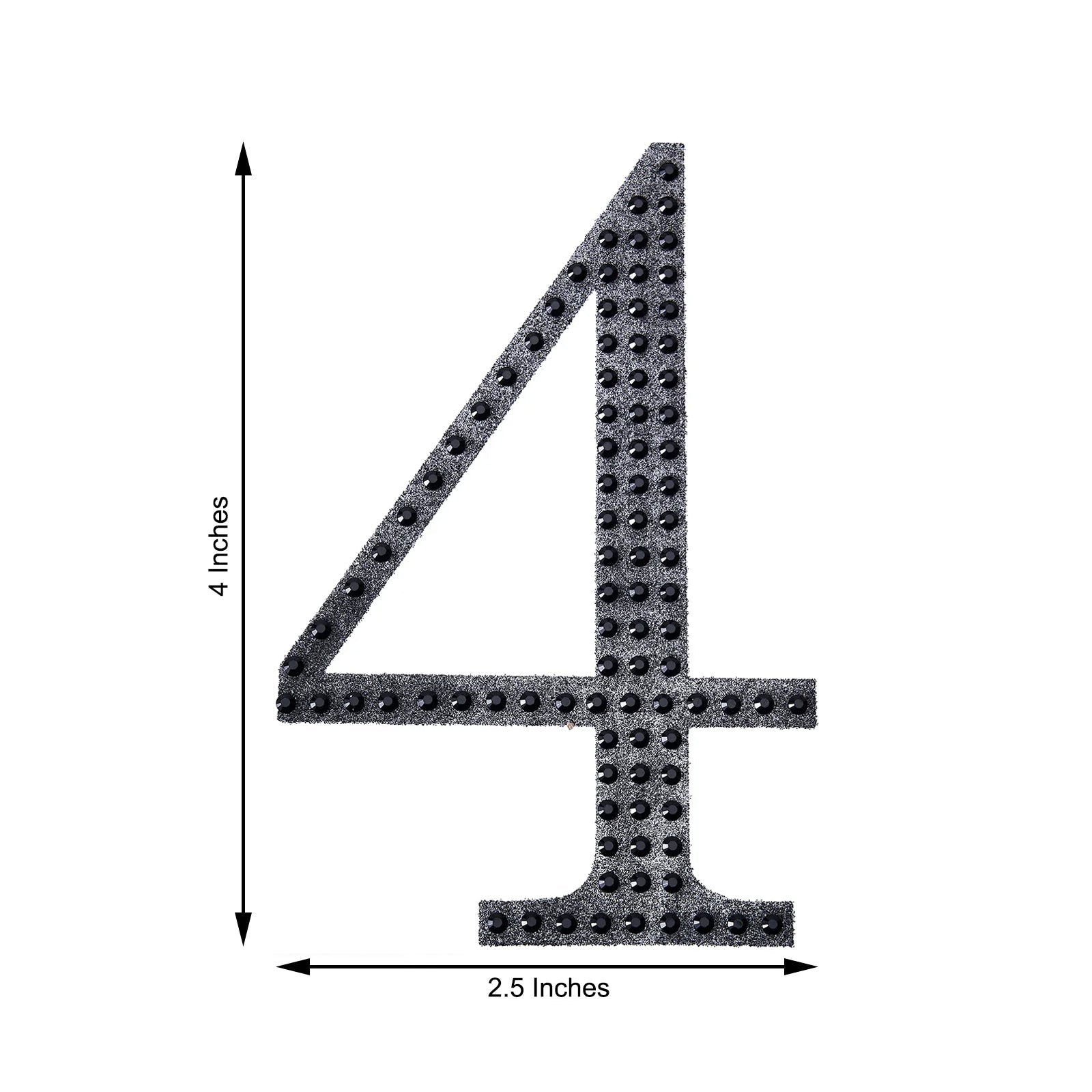 Black decorative rhinestone number sticker "4" for DIY crafts.