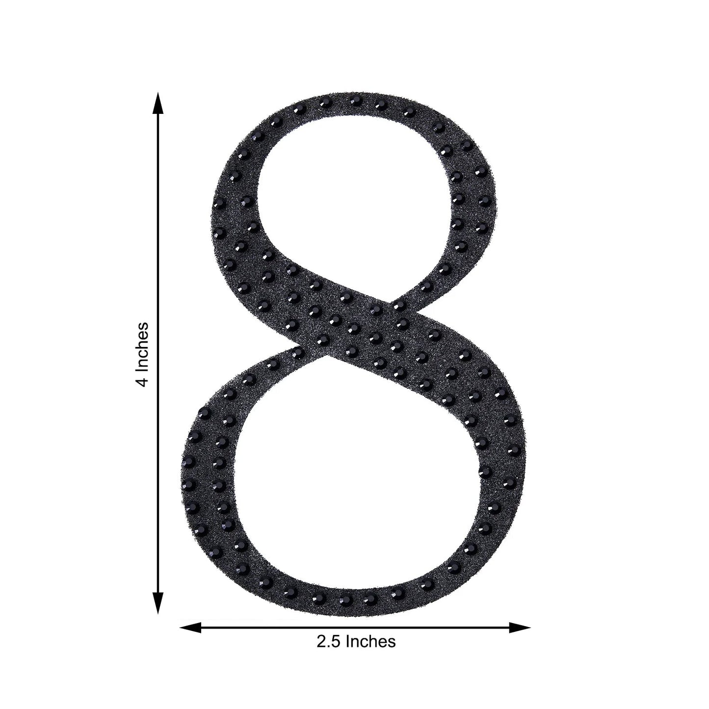 Black decorative rhinestone number sticker 8 for DIY crafts.
