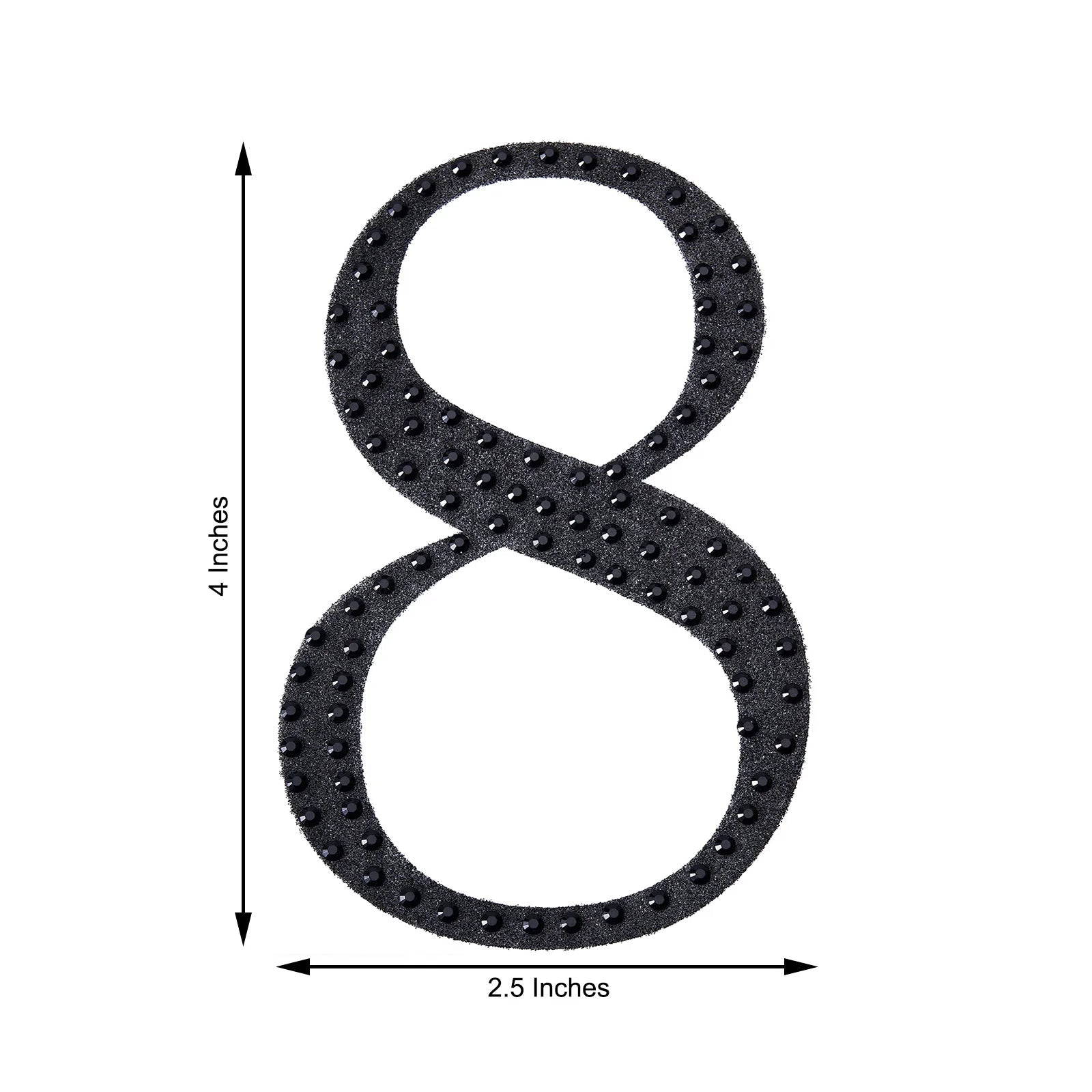 Black decorative rhinestone number sticker 8 for DIY crafts.