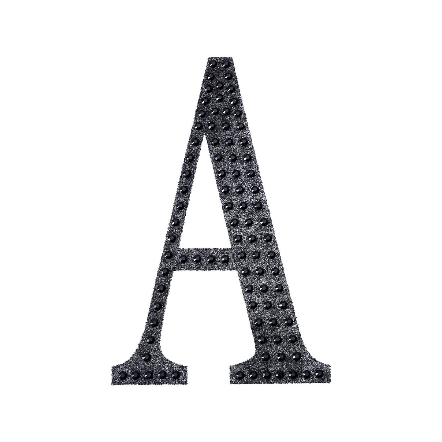 Black decorative rhinestone letter sticker "A" for DIY crafts.