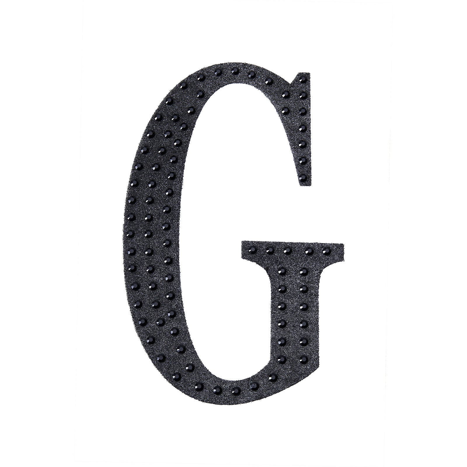 Black decorative rhinestone letter 'G' sticker for DIY crafts.