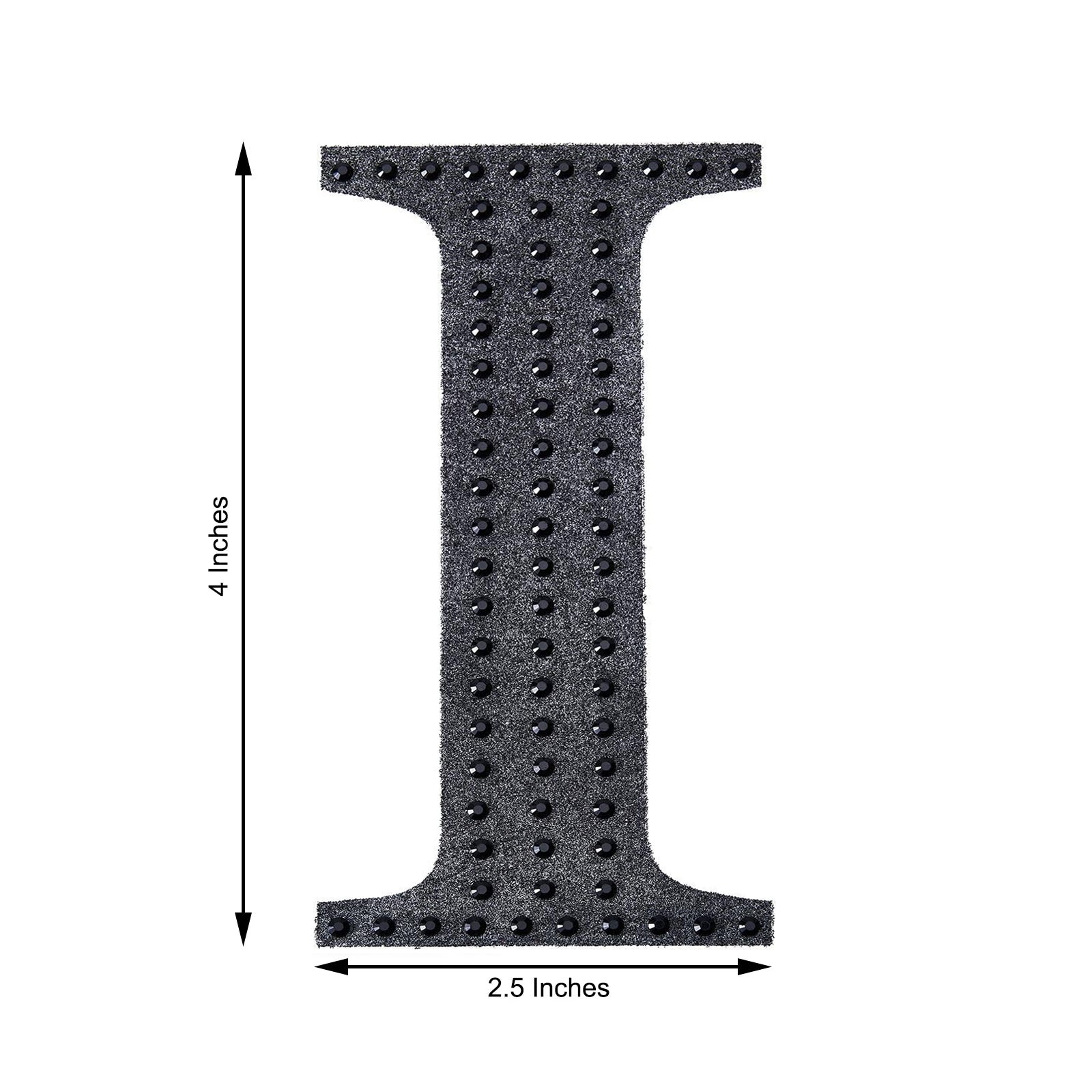 Black decorative rhinestone letter "I" sticker for DIY crafts.
