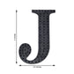 Black decorative rhinestone letter sticker "J" for DIY crafts.