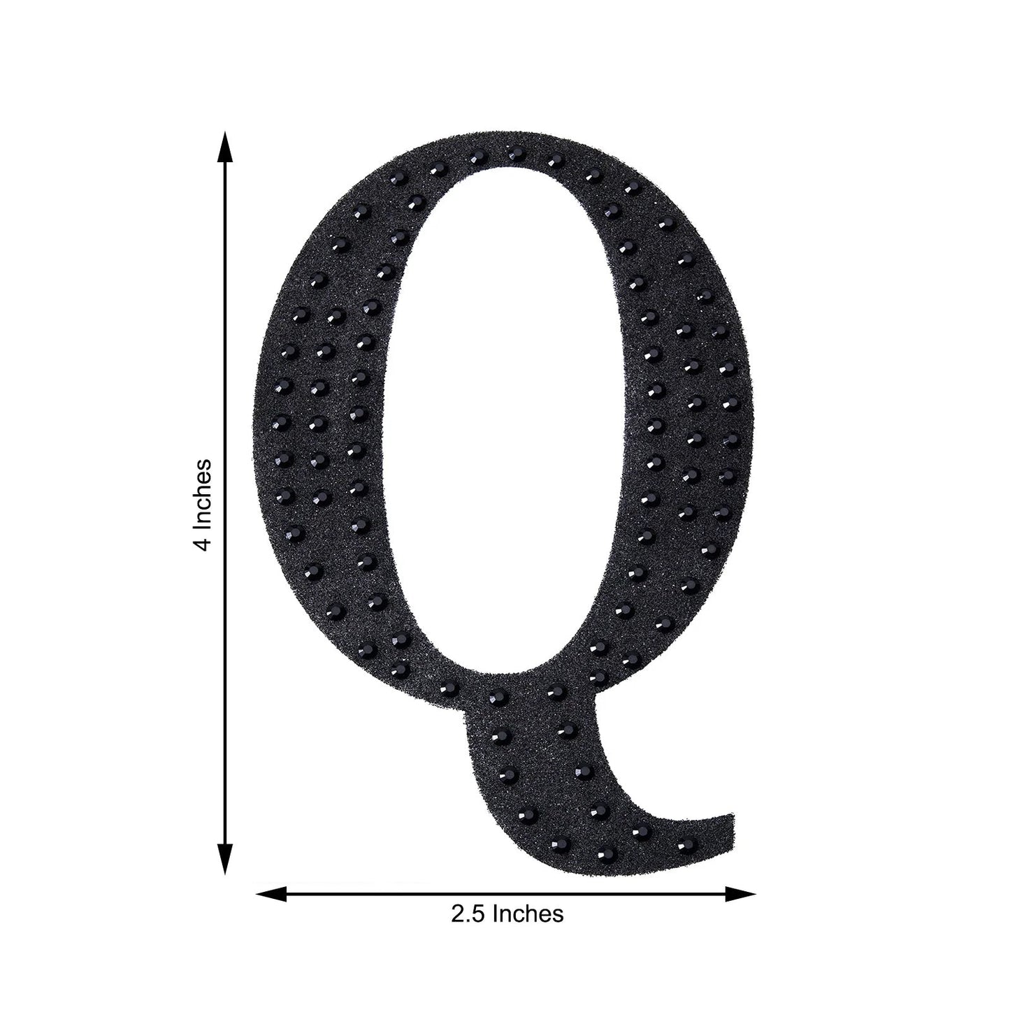 Black decorative rhinestone letter sticker "Q" for DIY crafts.