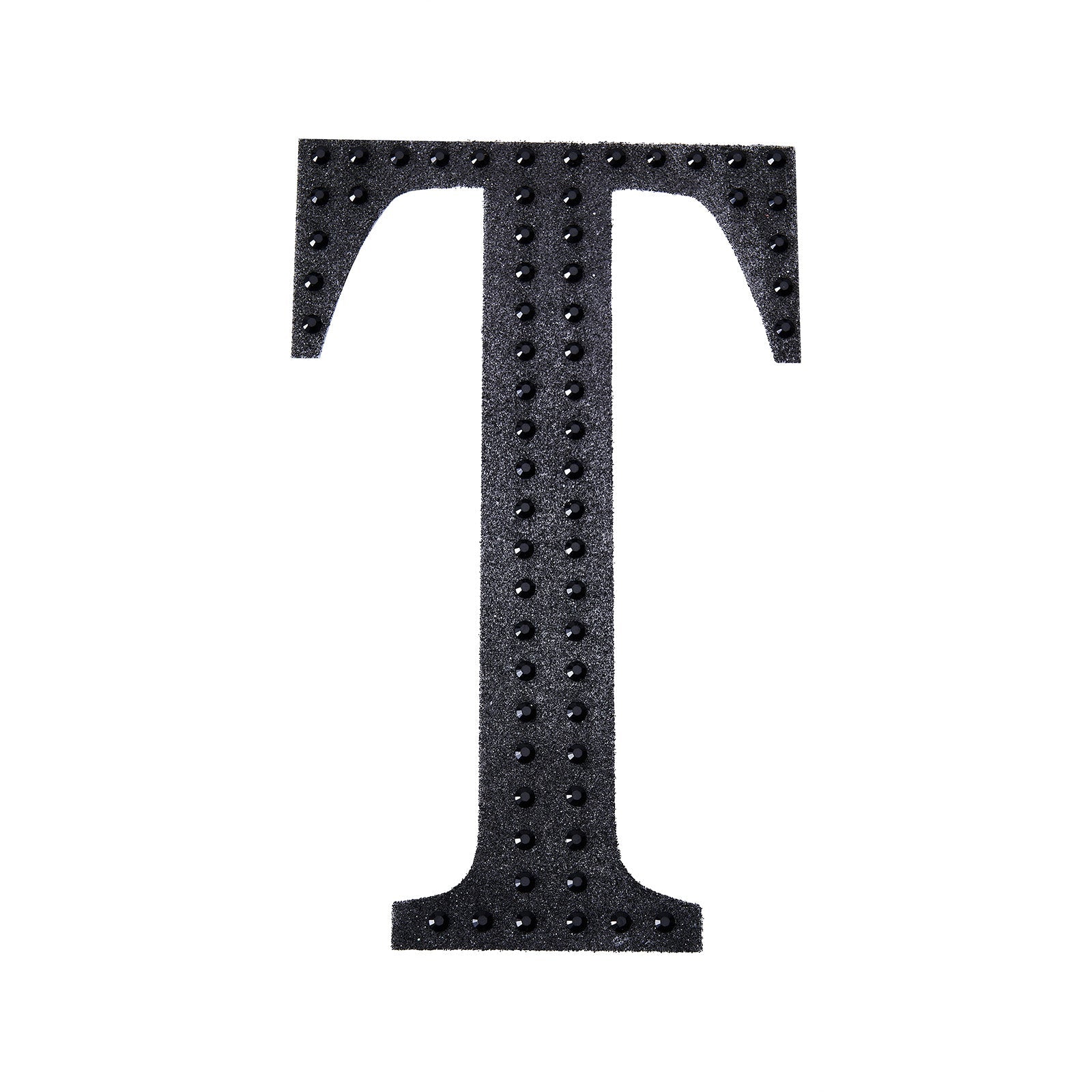 Black decorative rhinestone letter sticker "T" for DIY crafts.