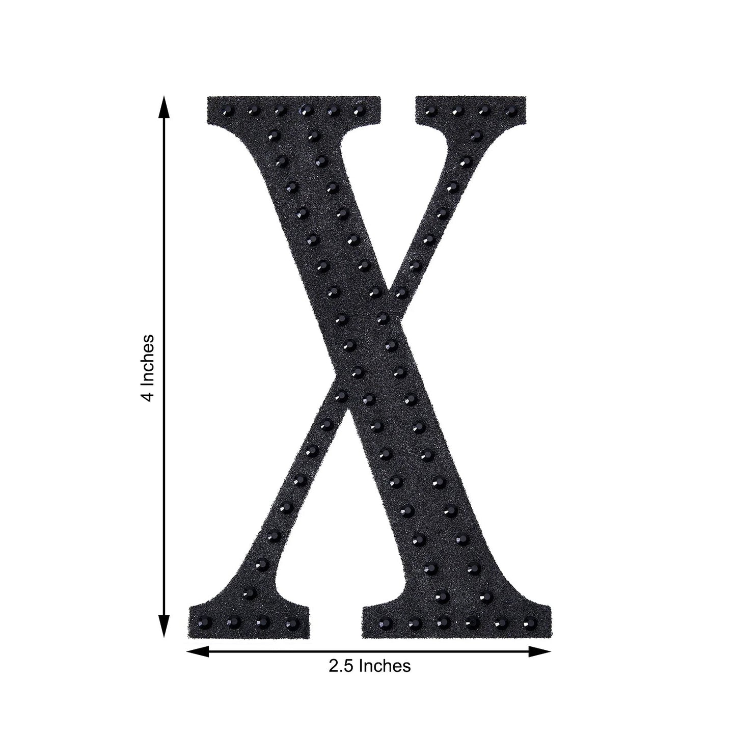 Black decorative rhinestone letter sticker "X" for DIY crafts.