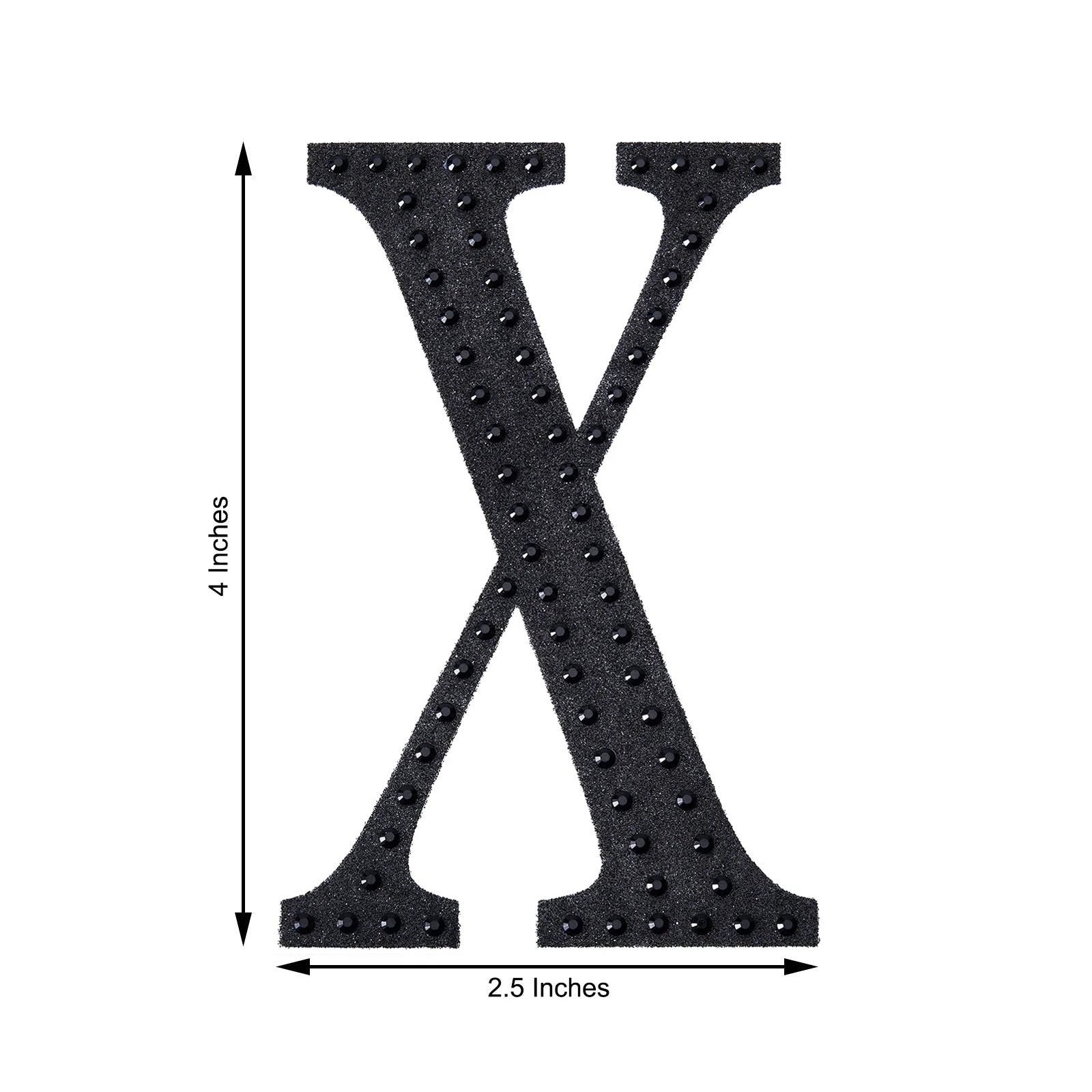 Black decorative rhinestone letter sticker "X" for DIY crafts.