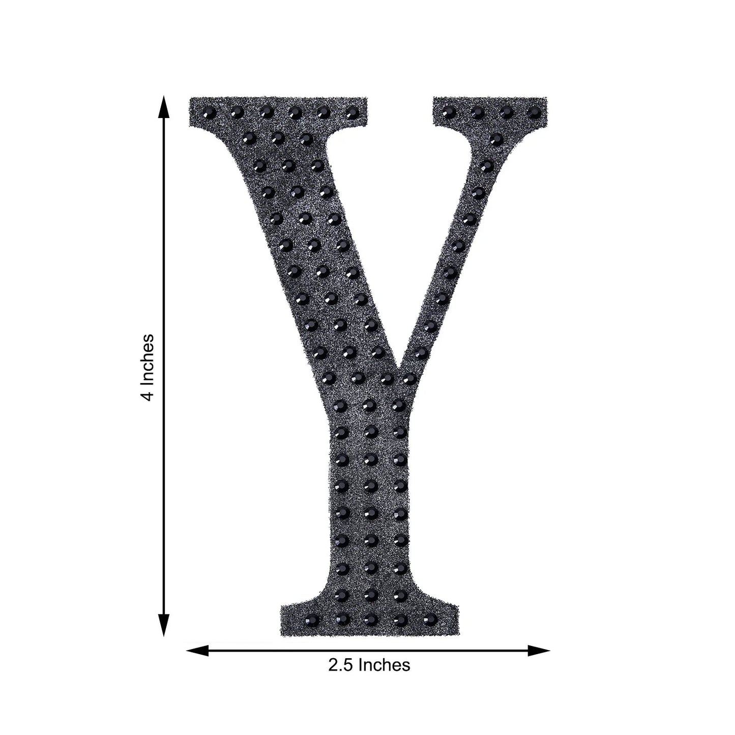 4" Black Rhinestone Letter Y Sticker for DIY Crafts
