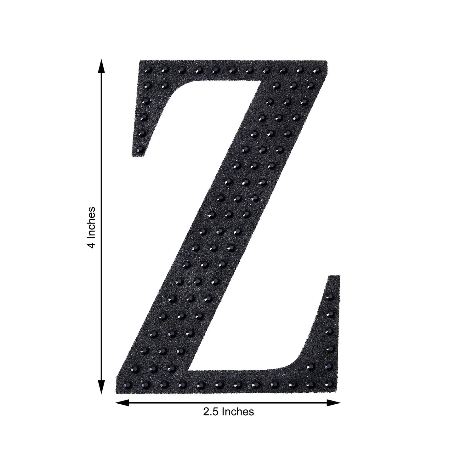 Black decorative rhinestone letter "Z" sticker for DIY crafts.