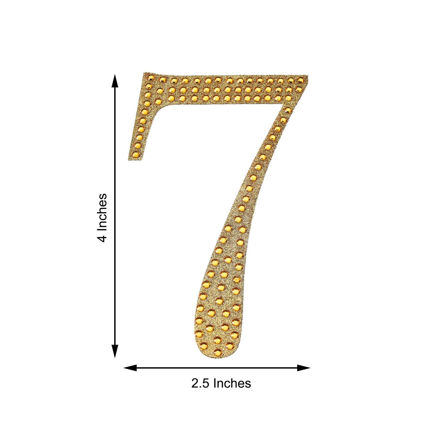 Gold decorative rhinestone number sticker 7 for DIY crafts.