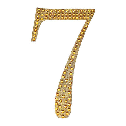 Gold decorative rhinestone number sticker 7 for DIY crafts.