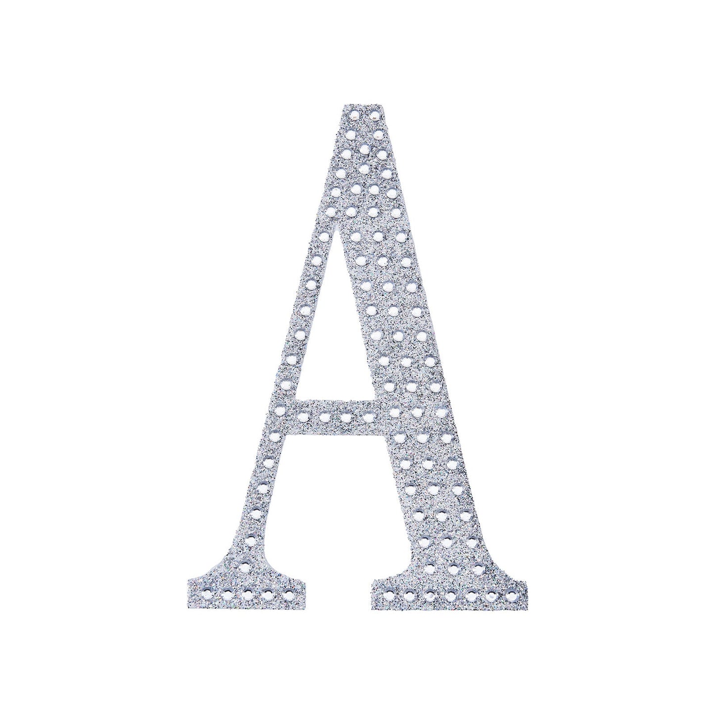 Silver decorative rhinestone letter sticker "A" for DIY crafts.