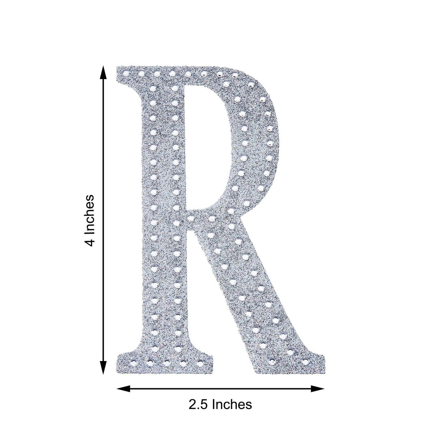 4Inch Silver Decorative Rhinestone Alphabet Letter Stickers DIY Crafts - R