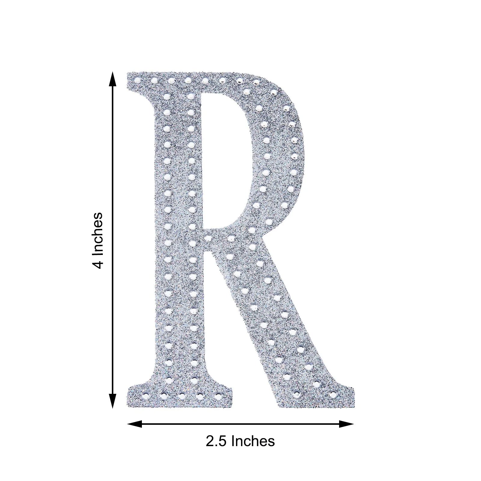 4Inch Silver Decorative Rhinestone Alphabet Letter Stickers DIY Crafts - R