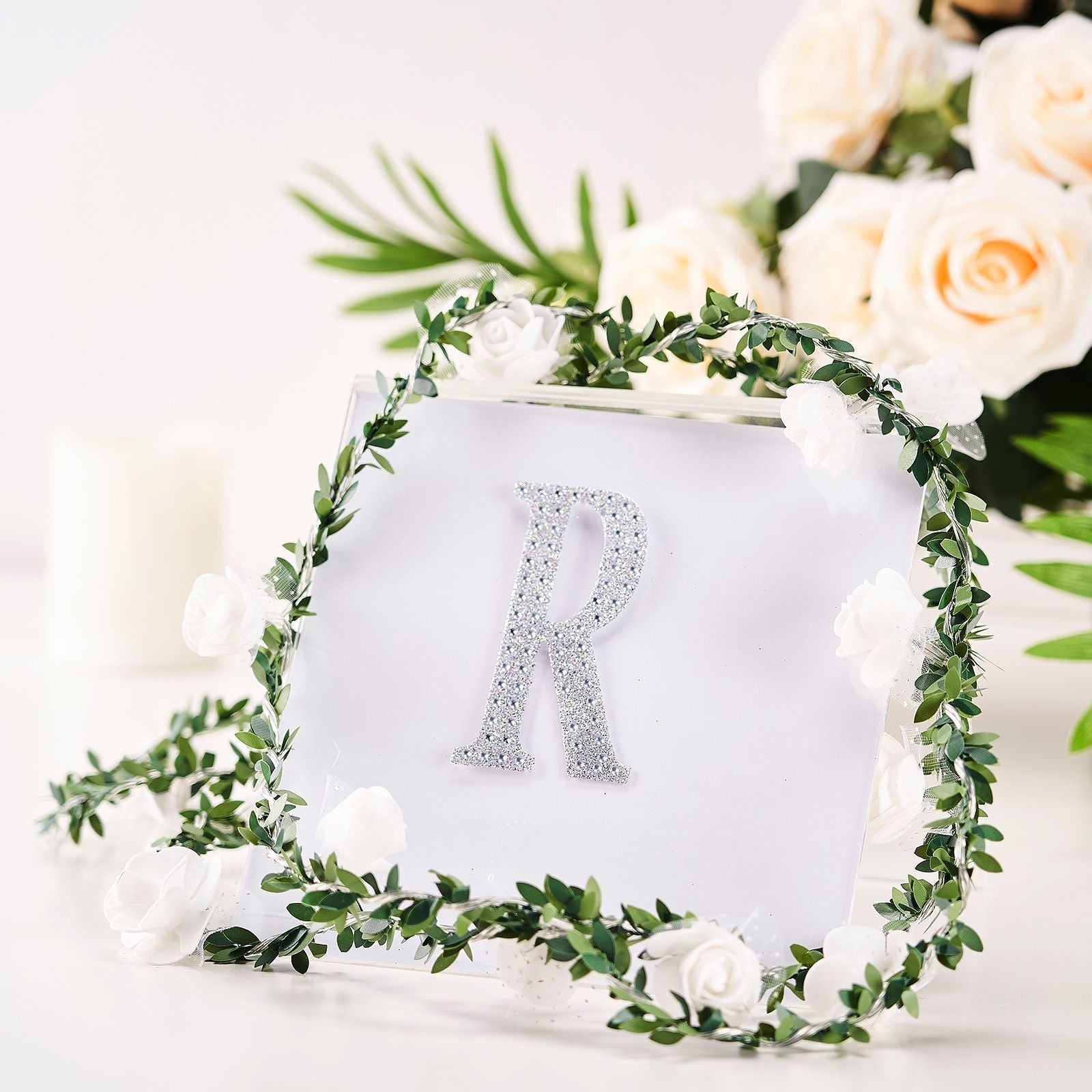 Silver 4 Inch Decorative Rhinestone Alphabet Letter R Stickers