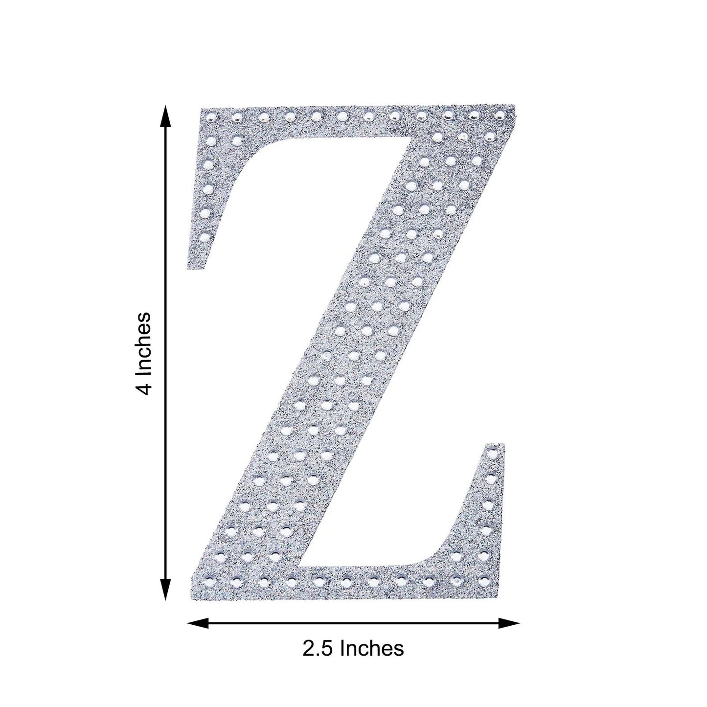 Silver decorative rhinestone letter sticker "Z" for DIY crafts.