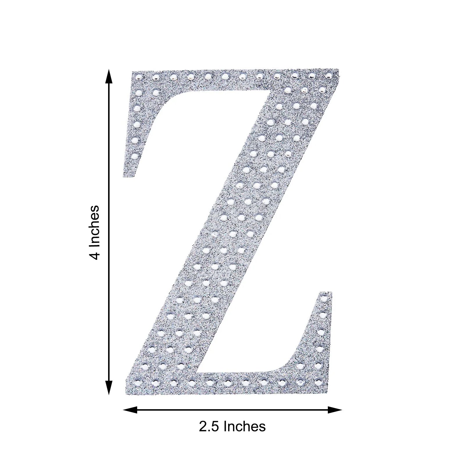 Silver decorative rhinestone letter sticker "Z" for DIY crafts.