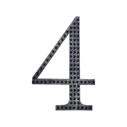 DIY Crafts 6 Inch Black Decorative Rhinestone Number 4 Sticker#whtbkgd