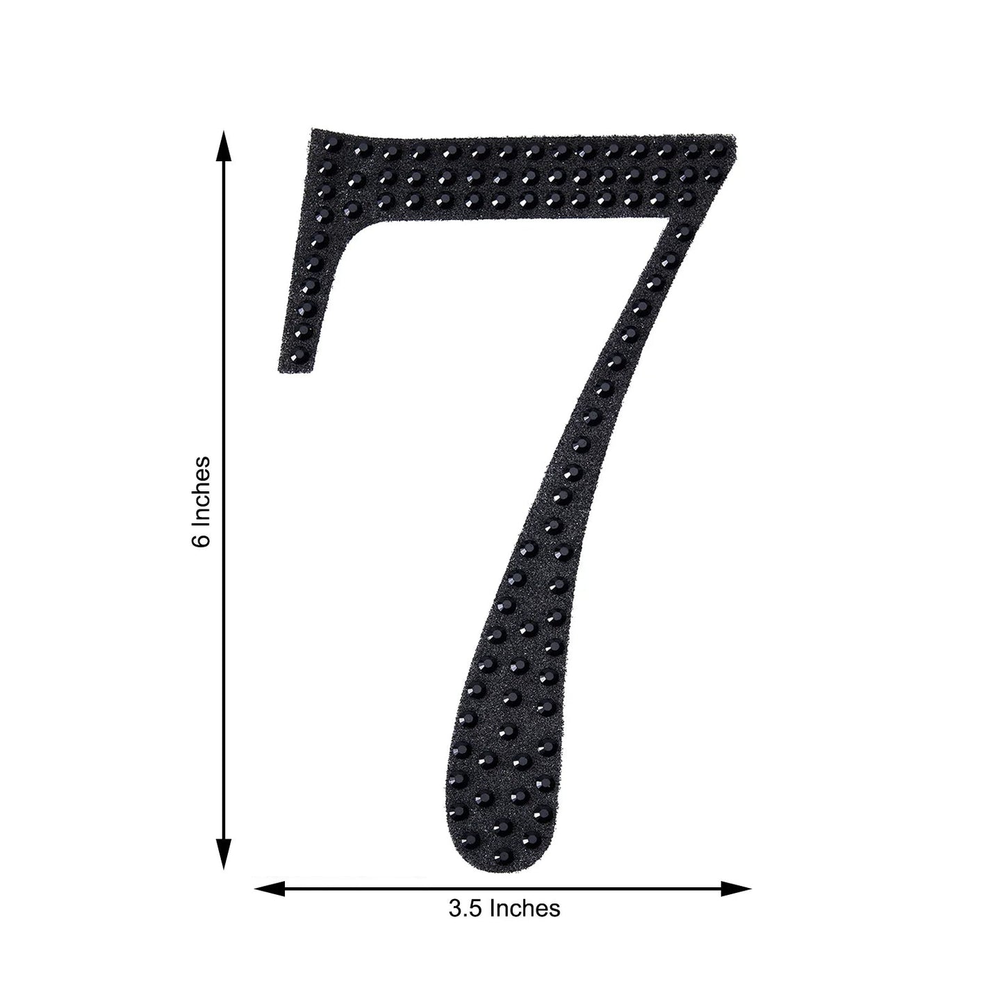 Decorative 6 Inch Black Rhinestone Number 7 Stickers DIY Crafts 
