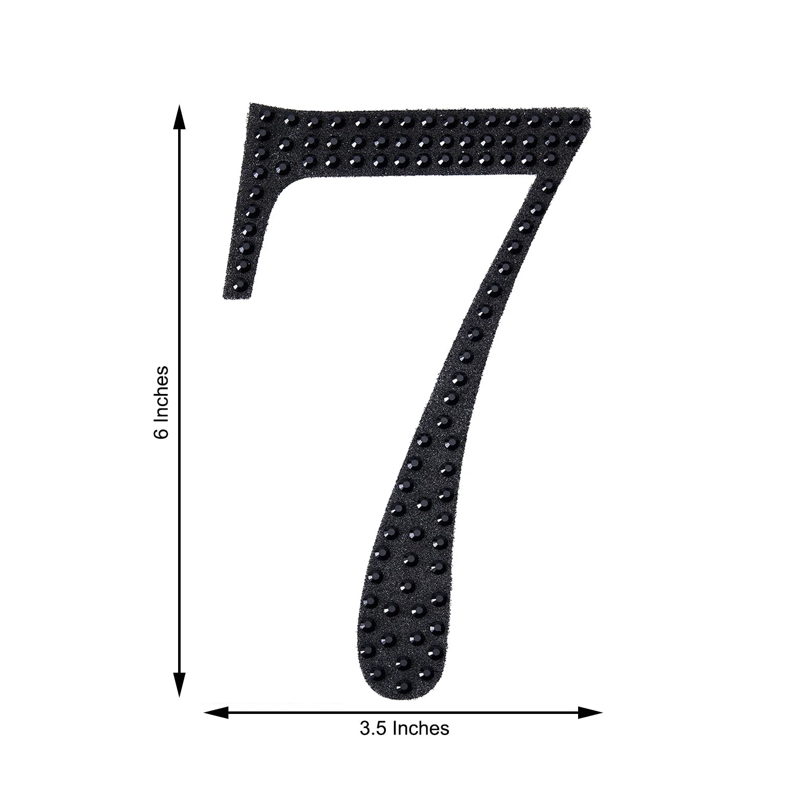 Decorative 6 Inch Black Rhinestone Number 7 Stickers DIY Crafts 