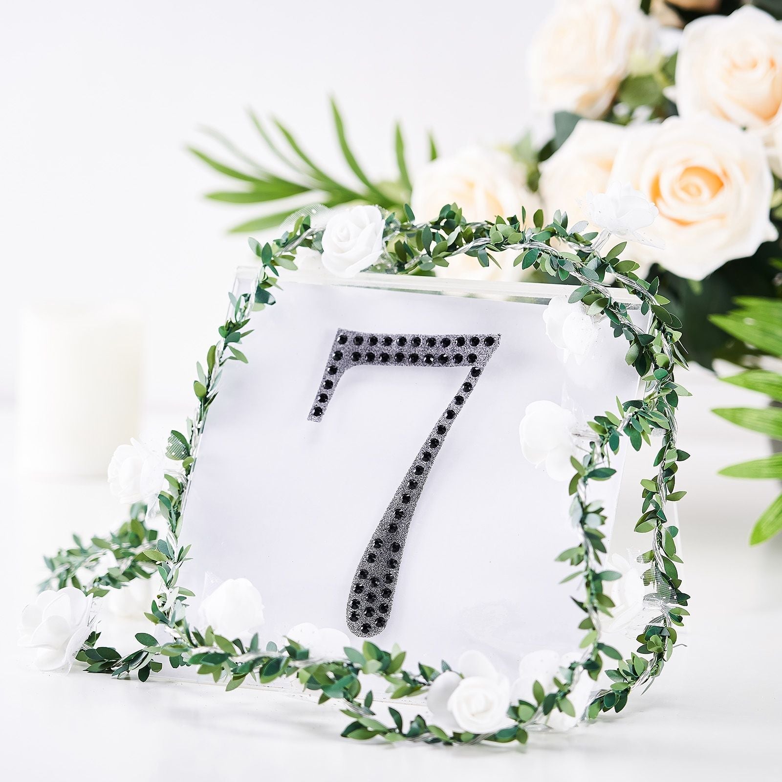Black 6 Inch Decorative Rhinestone Number 7 Stickers DIY Crafts