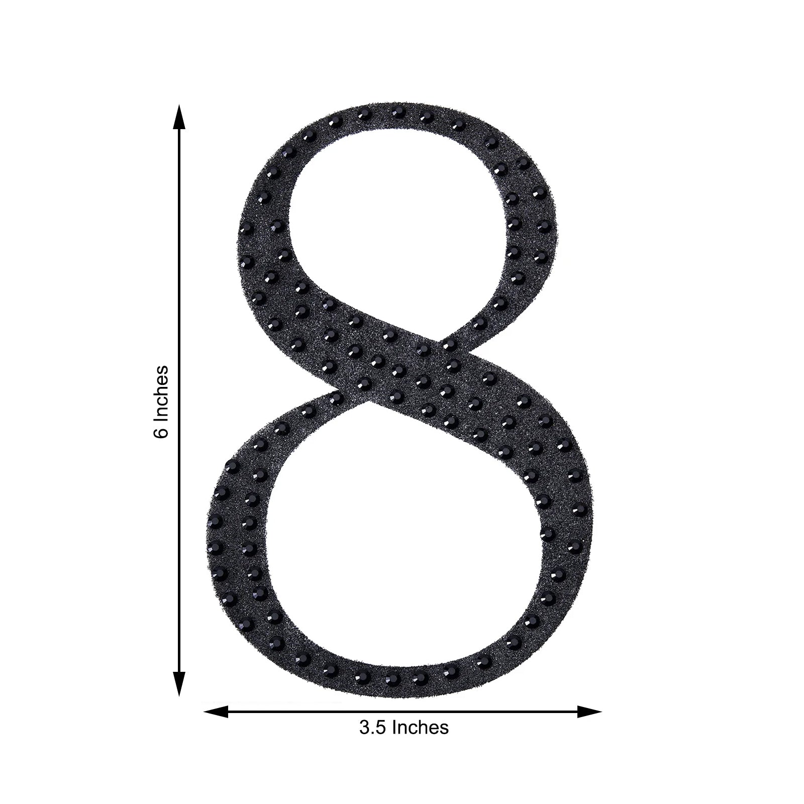 Decorative 6 Inch Black Rhinestone Number 8 Stickers DIY Crafts 