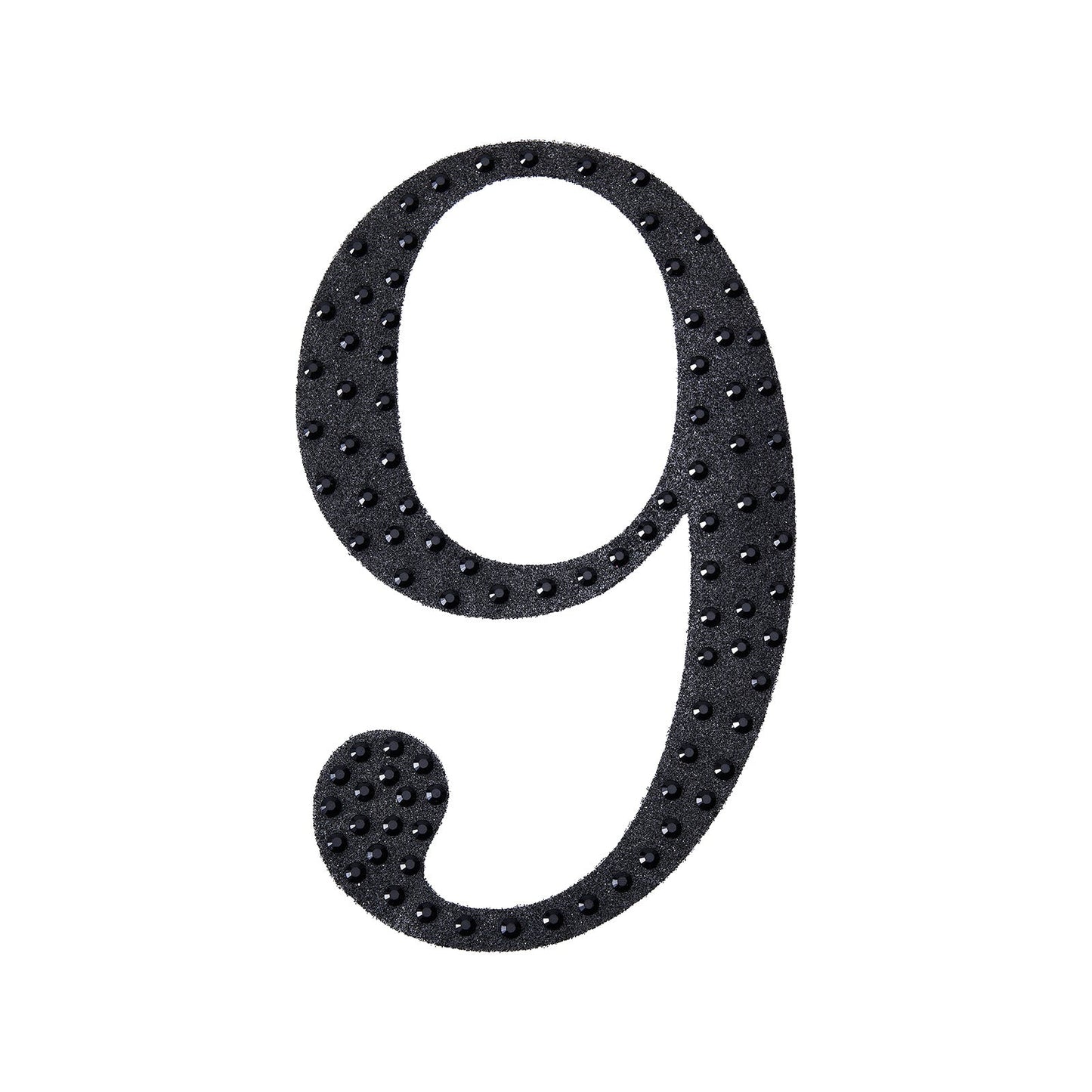 DIY Crafts 6 Inch Black Decorative Rhinestone Number 9 Stickers#whtbkgd