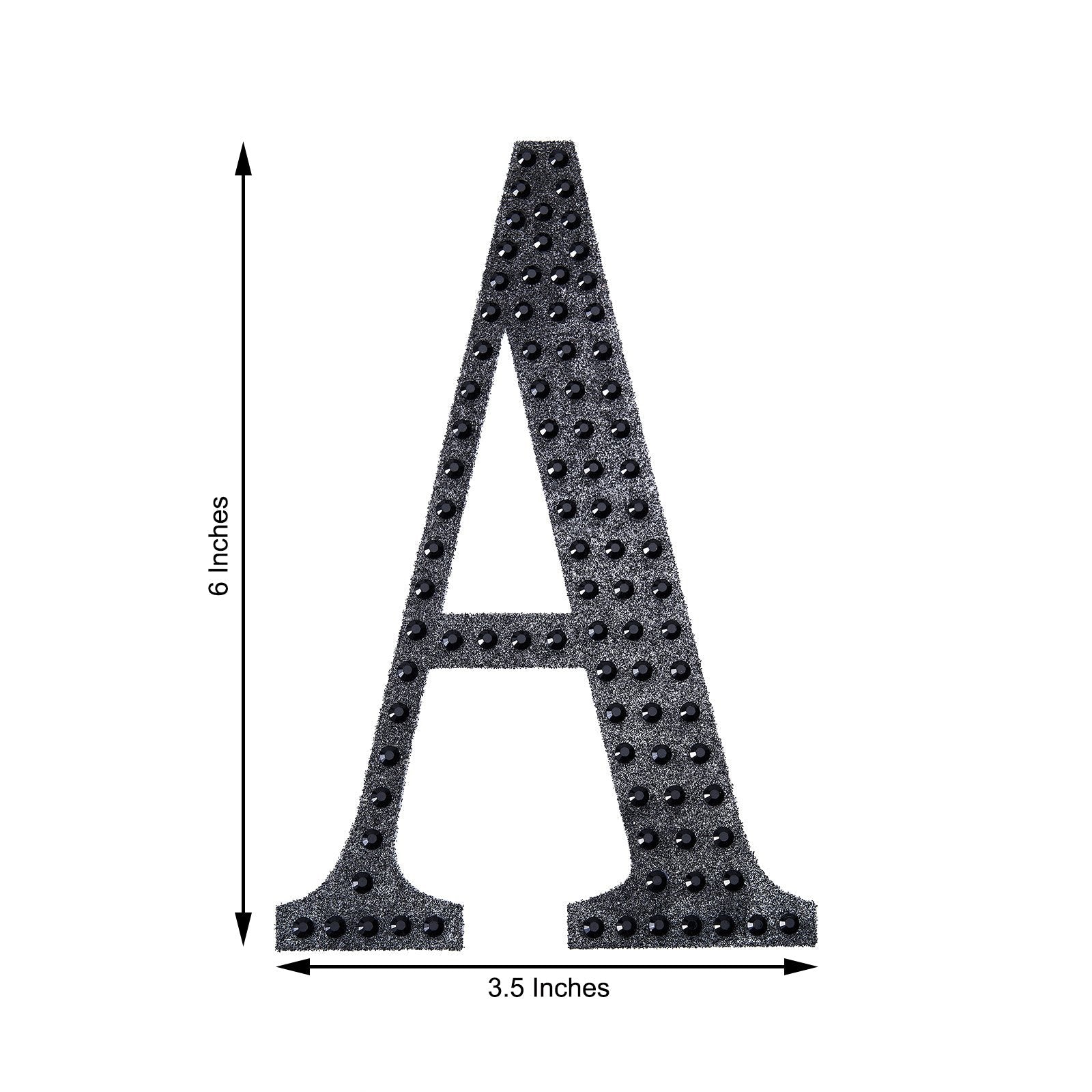 Black decorative rhinestone letter "A" sticker for DIY crafts.
