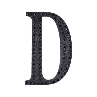 Decorative Rhinestone Alphabet Letter D 6 Inch Black Stickers#whtbkgd