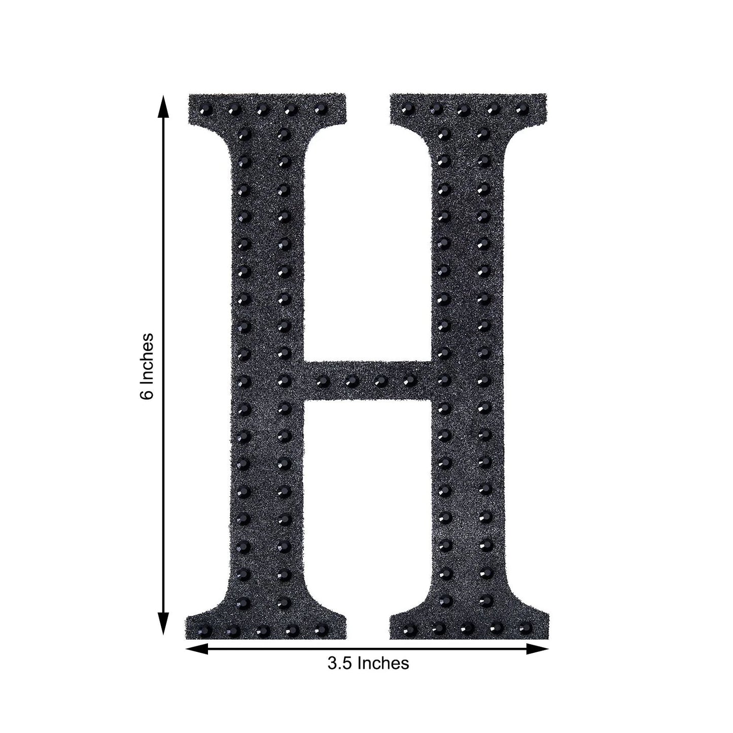 Decorative 6 Inch Black Rhinestone Alphabet Letter H Stickers 