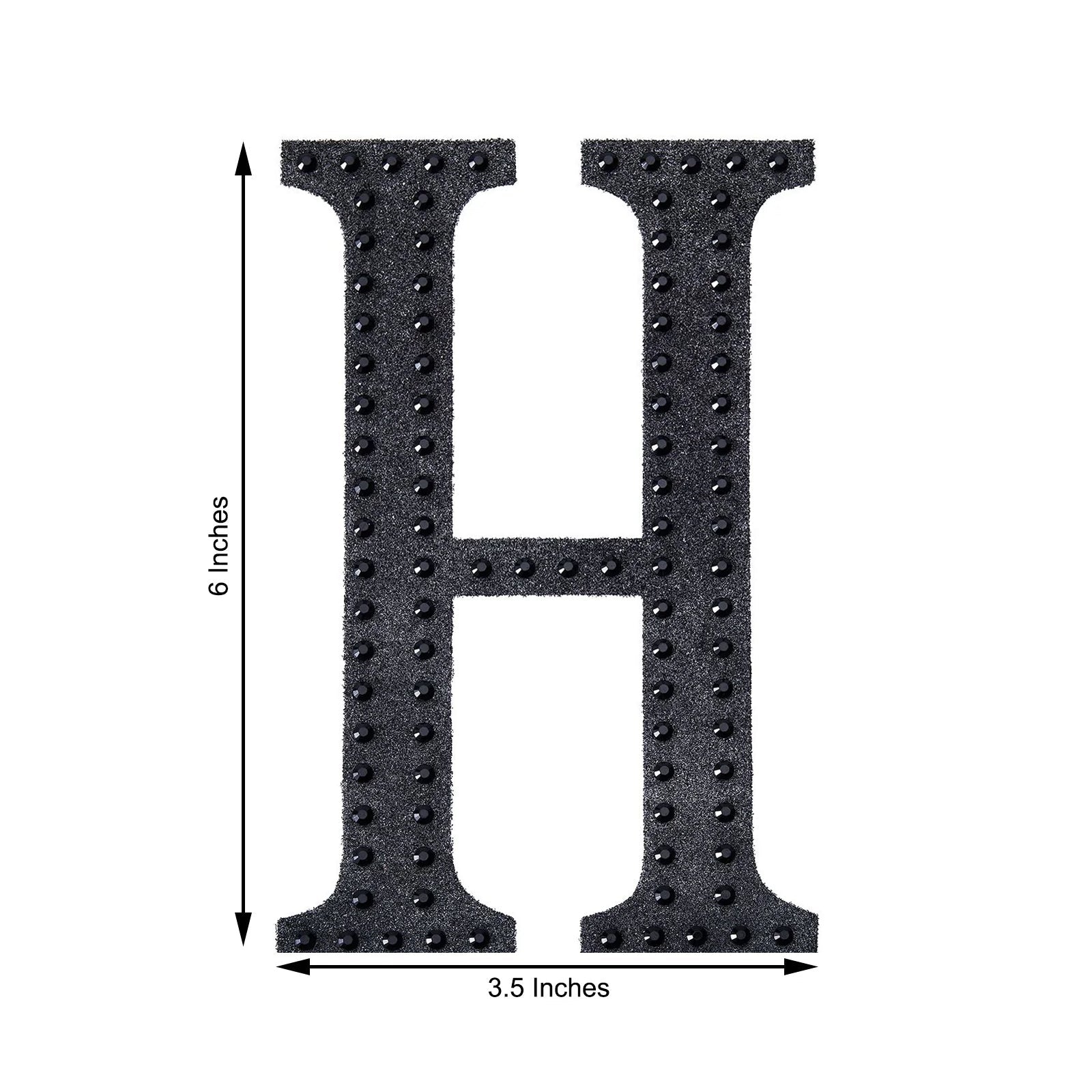 Decorative 6 Inch Black Rhinestone Alphabet Letter H Stickers 