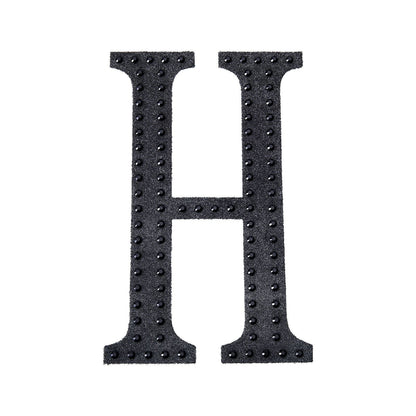 Decorative Rhinestone Alphabet Letter H 6 Inch Black Stickers#whtbkgd