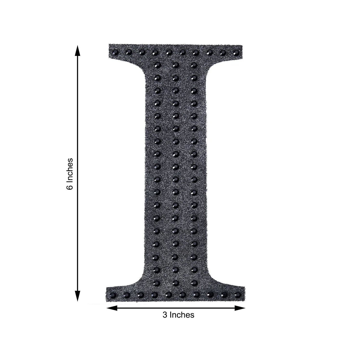 Decorative 6 Inch Black Rhinestone Alphabet Letter I Stickers 