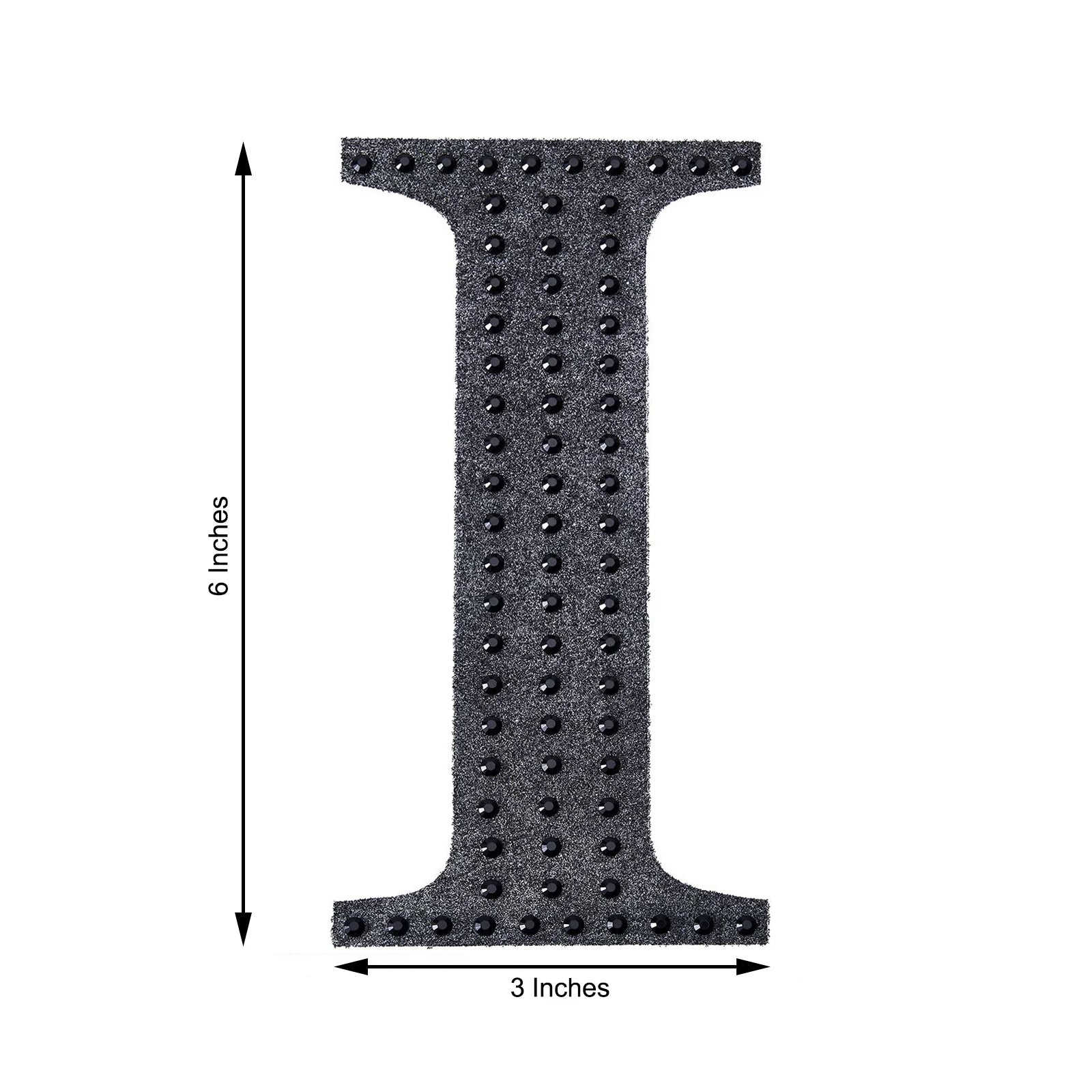 Decorative 6 Inch Black Rhinestone Alphabet Letter I Stickers 