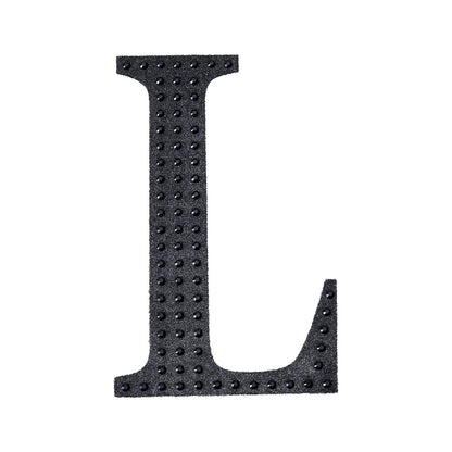 Decorative Rhinestone Alphabet Letter L 6 Inch Black Stickers#whtbkgd