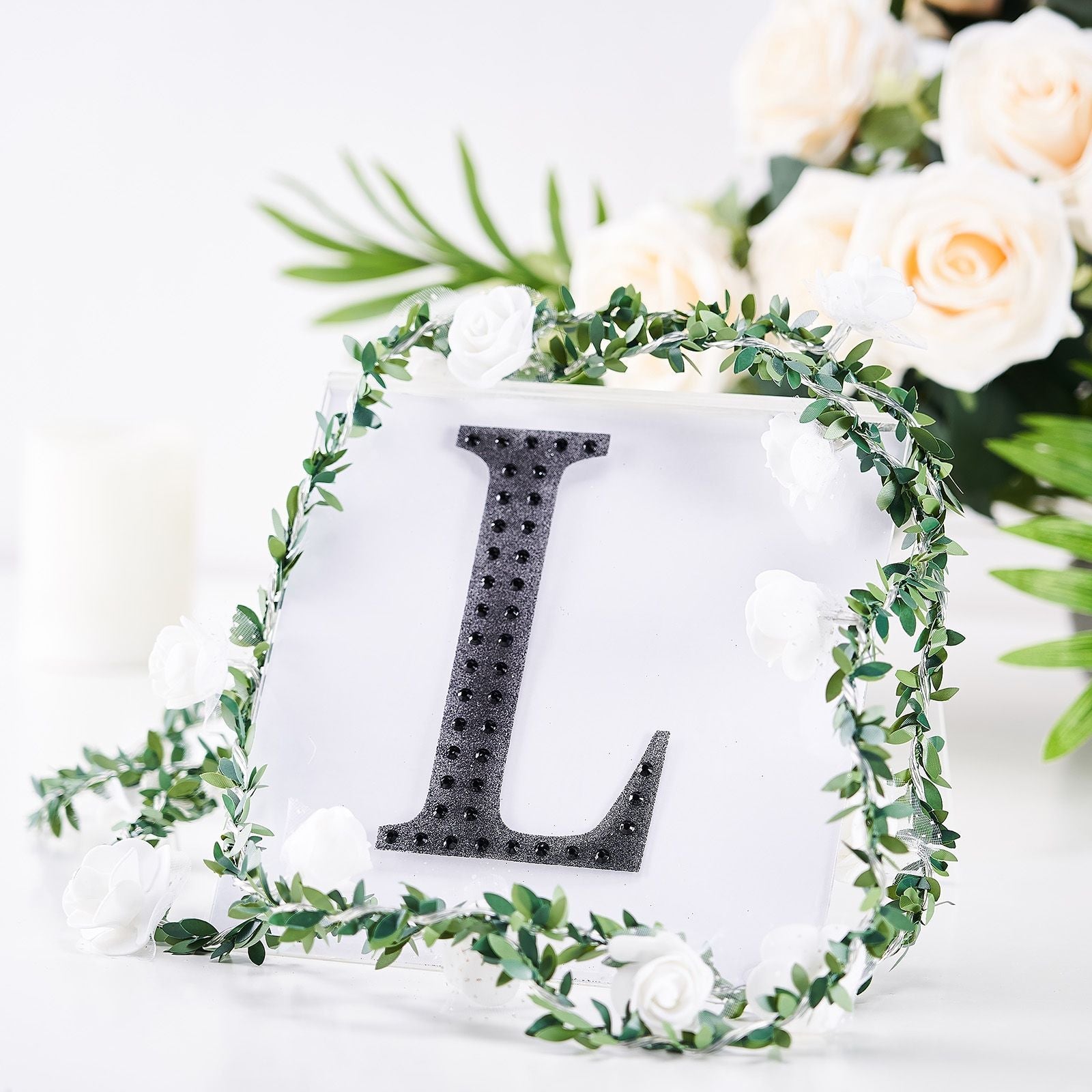 Stickers 6 Inch Black Decorative Rhinestone Alphabet Letter L